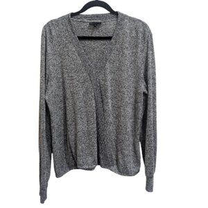 Bobeau Marled Grey Wrap-Front V-neck top